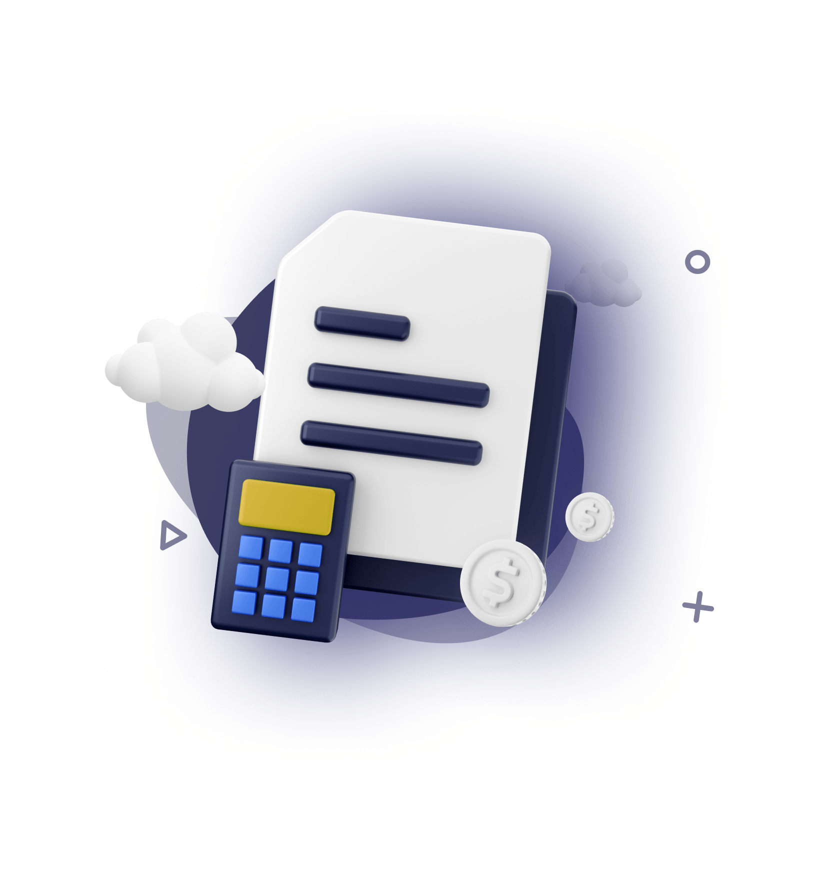 Calculator and note displayed as 3d image